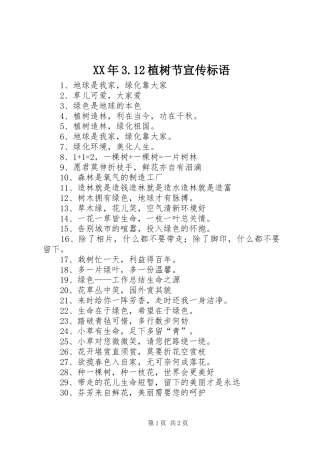 XX年3.12植树节宣传标语大全