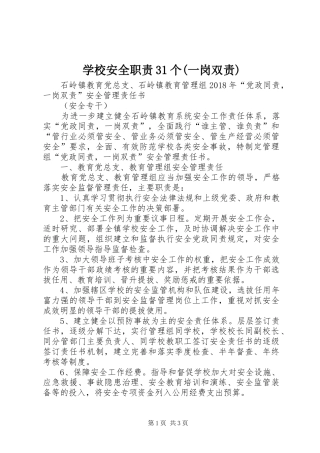 学校安全职责要求31个(一岗双责)