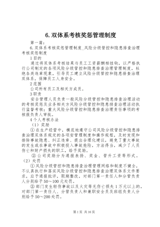 双体系考核奖惩管理规章制度