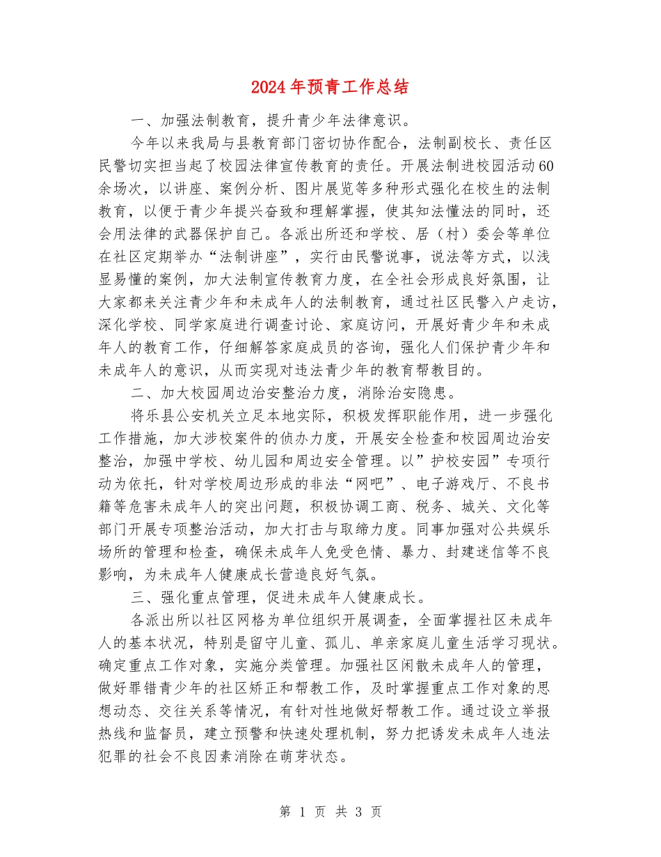 2024年预青工作总结_第1页