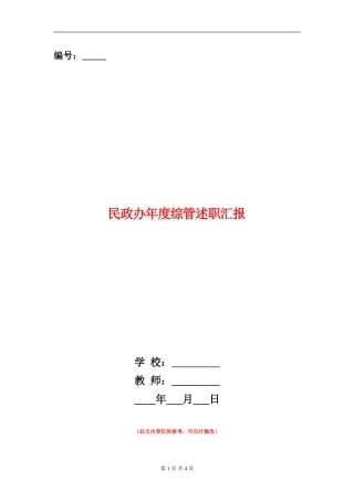 民政办年度综管述职汇报