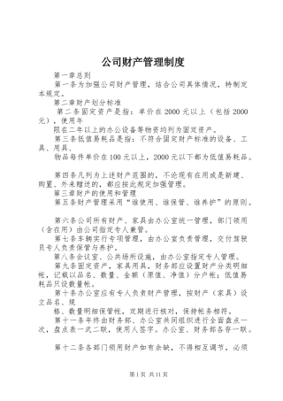 公司财产管理规章制度 