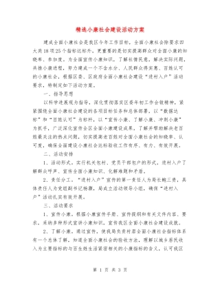 小康社会建设活动方案