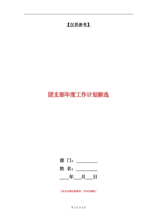 团支部年度工作计划新选