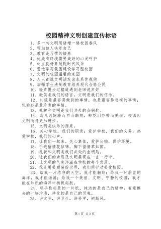 校园精神文明创建宣传标语集锦