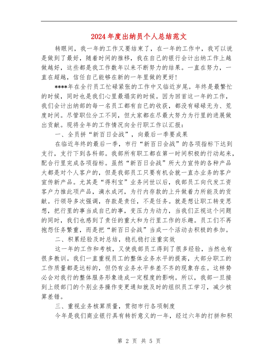 2024年度出纳员个人总结范文_第2页
