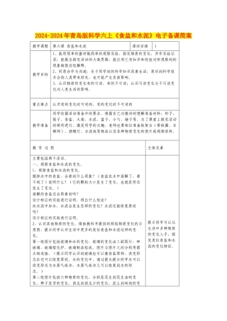 2024-2024年青岛版科学六上《食盐和水泥》电子备课简案