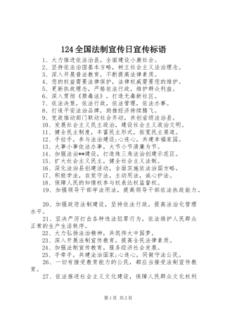 124全国法制宣传日宣传标语大全