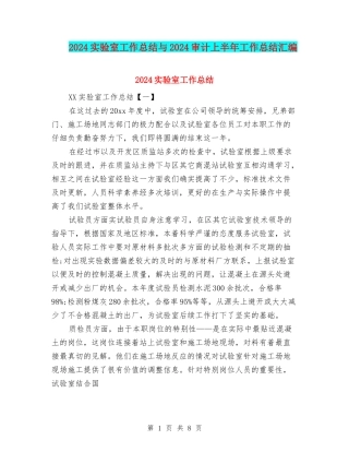 2024实验室工作总结与2024审计上半年工作总结汇编