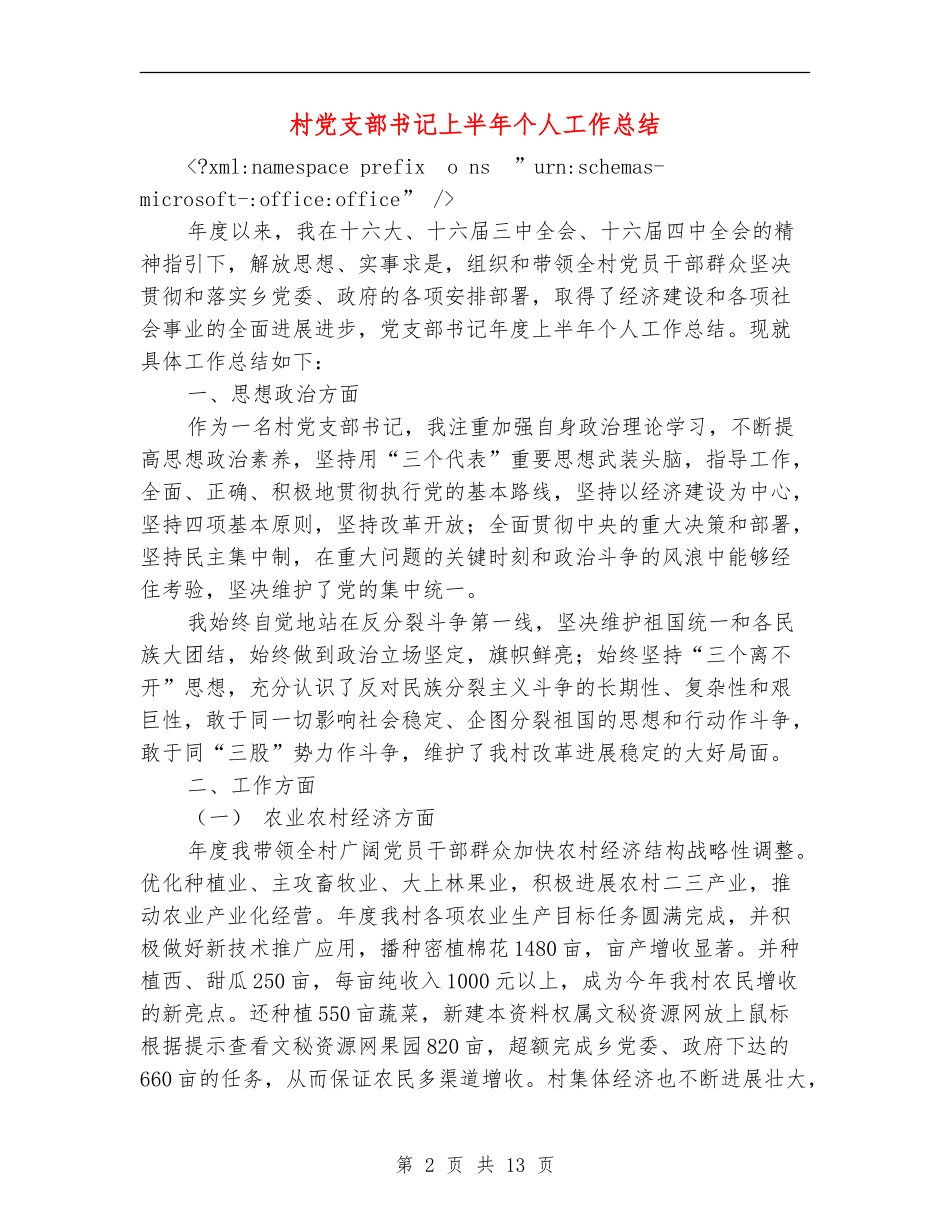 村党支部书记上半年个人工作总结_第2页