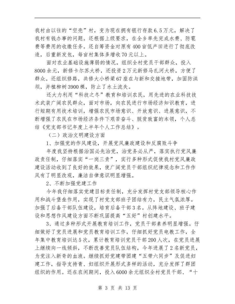 村党支部书记上半年个人工作总结_第3页