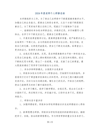 2024年度教师个人研修总结