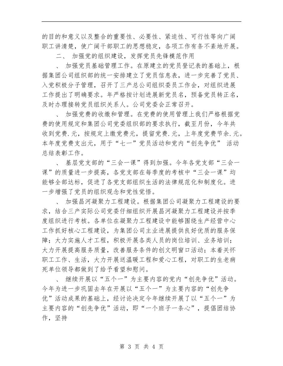 三产实业总公司党委某年度工作总结_第3页