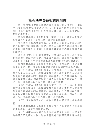 社会抚养费征收管理规章制度