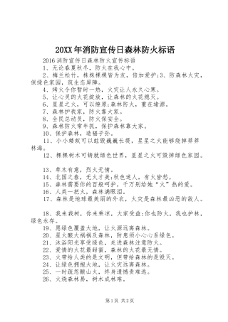 20XX年消防宣传日森林防火标语集锦