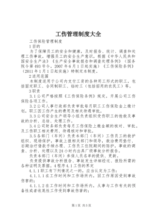 工伤管理规章制度大全