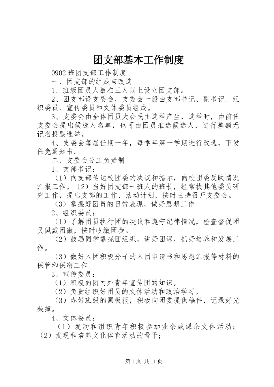 团支部基本工作规章制度_第1页