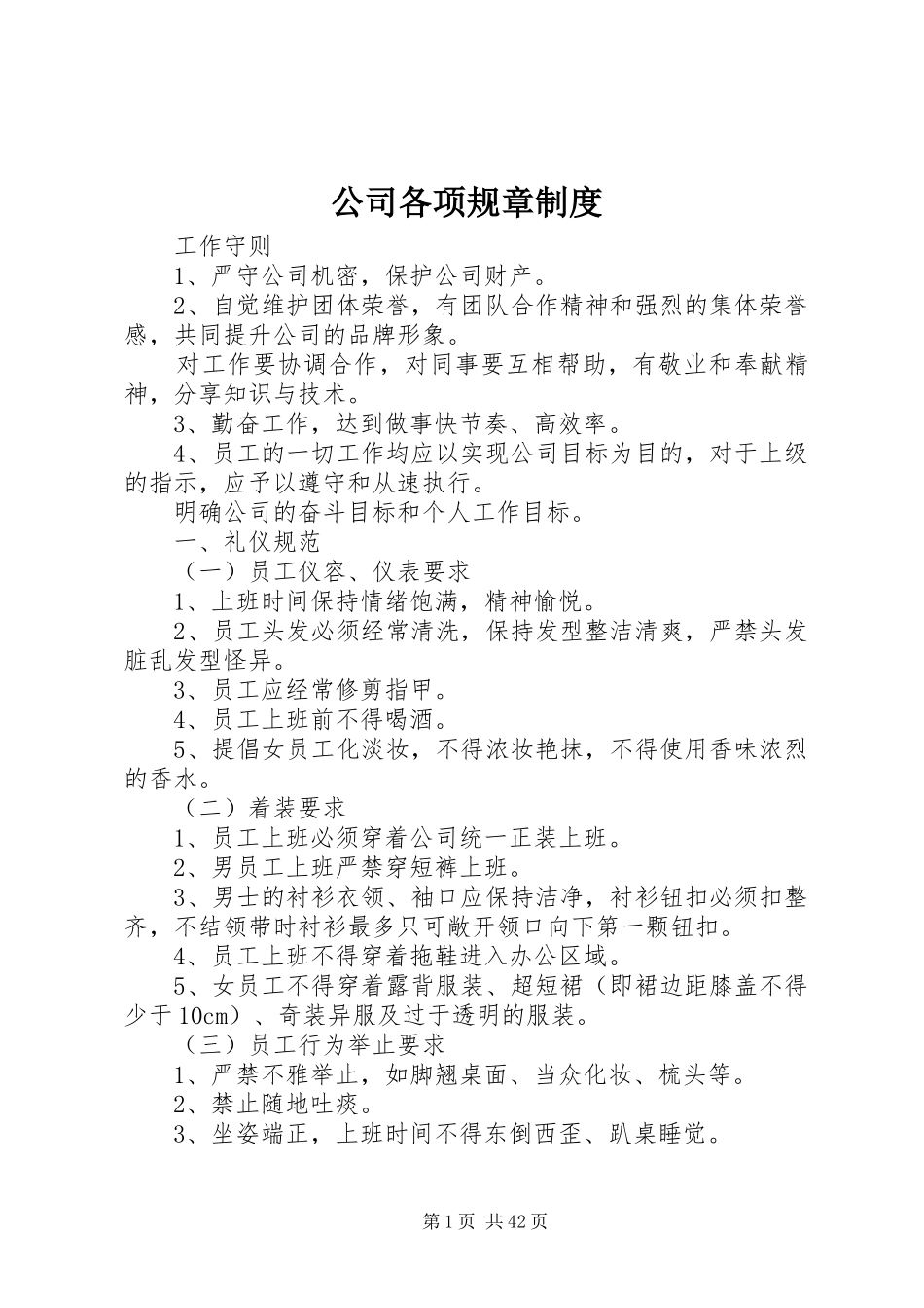 公司各项规章规章制度_第1页