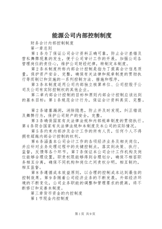 能源公司内部控制规章制度 