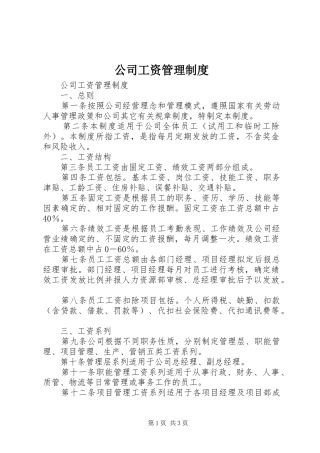 公司工资管理规章制度 (2)