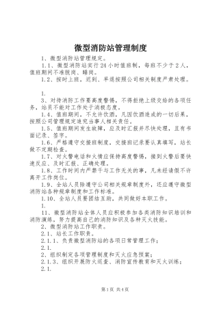 微型消防站管理规章制度 