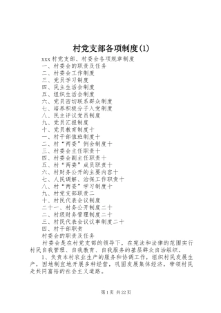 村党支部各项规章制度