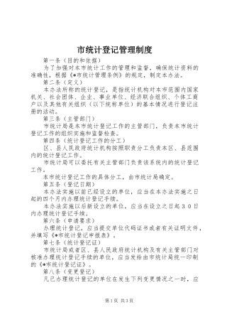 市统计登记管理规章制度