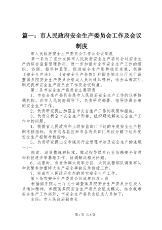 篇一：市人民政府安全生产委员会工作及会议规章制度