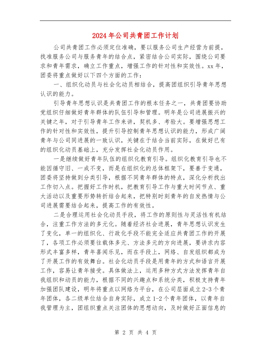 2024年公司共青团工作计划_第2页