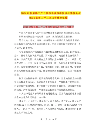 2024纪检监察三严三实和忠诚干净担当心得体会与2024落实三严三实心得体会汇编