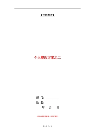 个人整改方案之二