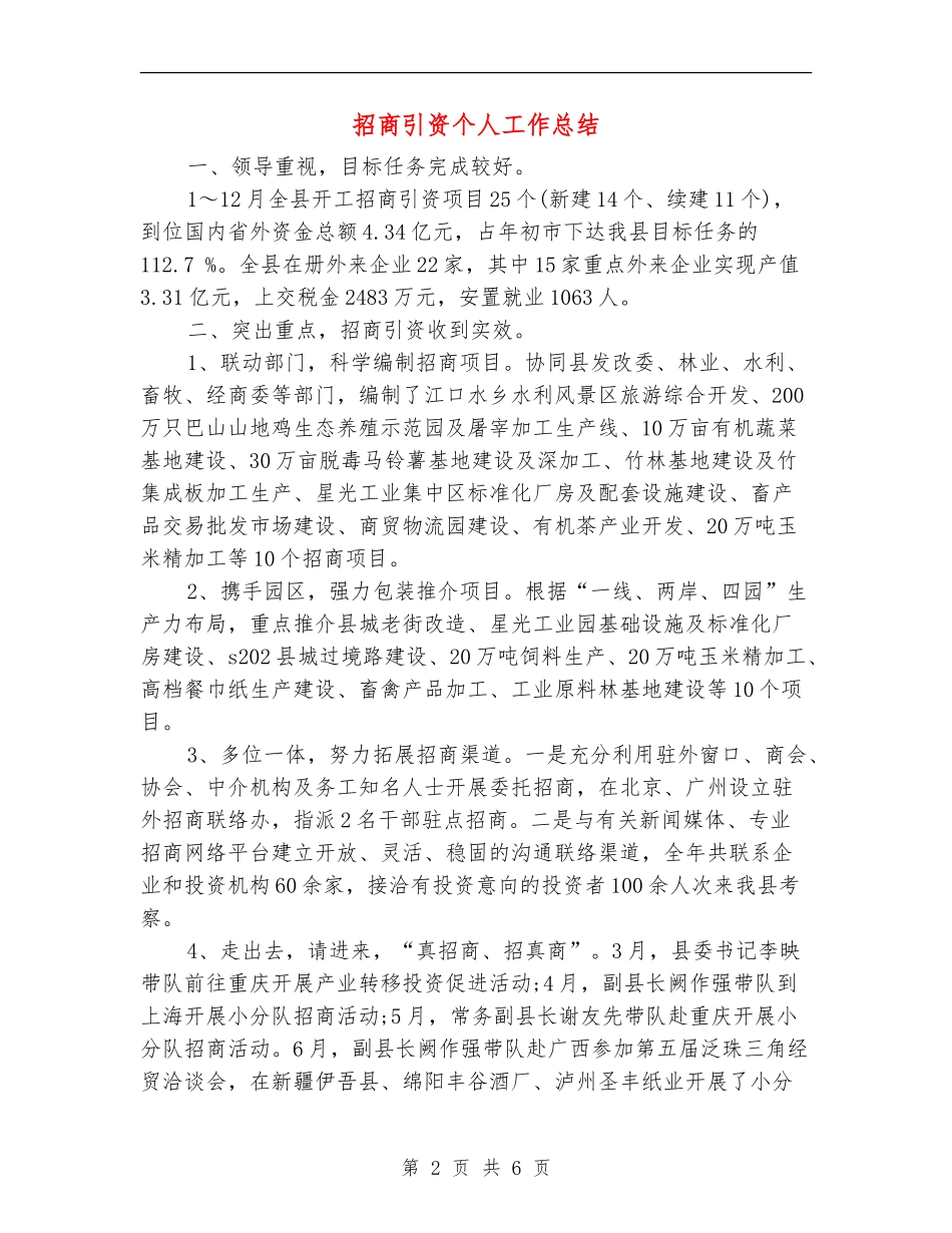 招商引资个人工作总结_第2页