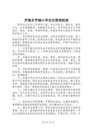 罗镇乡罗镇小学安全管理规章制度