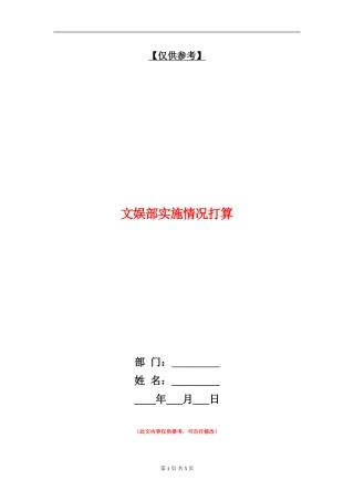 文娱部实施情况打算