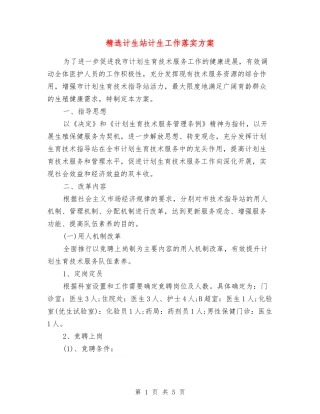 计生站计生工作落实方案