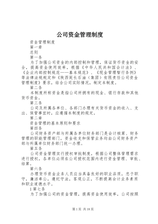 公司资金管理规章制度