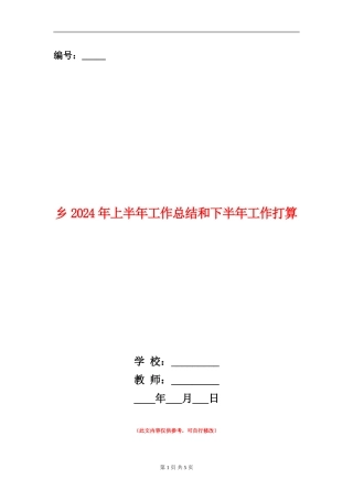乡2024年上半年工作总结和下半年工作打算