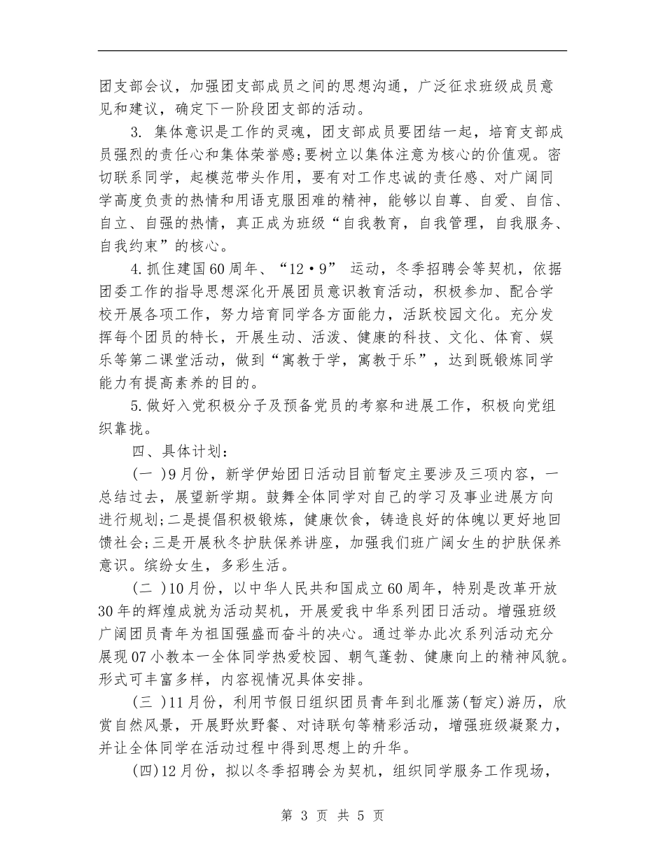 大学生团支书工作计划表格_第3页