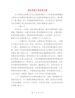 城乡社保工作任务汇报