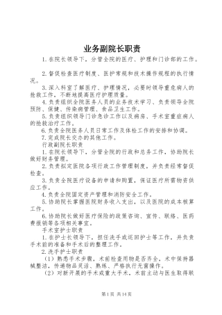 业务副院长职责要求 