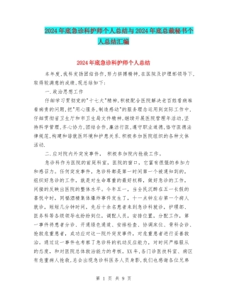 2024年底急诊科护师个人总结与2024年底总裁秘书个人总结汇编