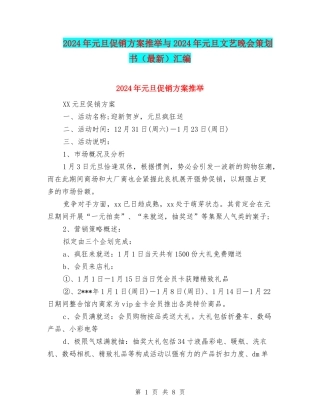 2024年元旦促销方案推荐与2024年元旦文艺晚会策划书汇编