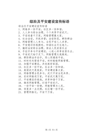 综治及平安建设宣传标语大全 (2)