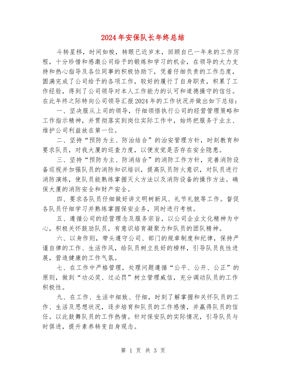 2024年安保队长年终总结_第1页