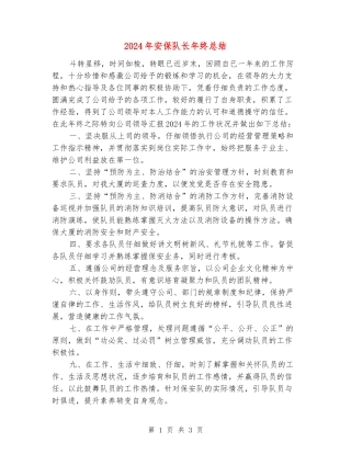 2024年安保队长年终总结