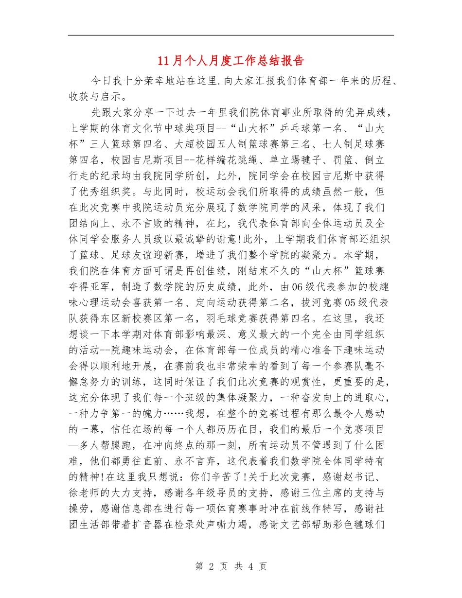 11月个人月度工作总结报告_第2页