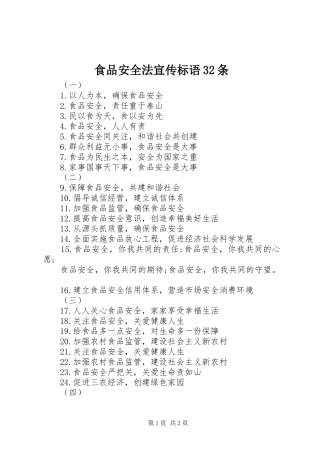 食品安全法宣传标语集锦32条