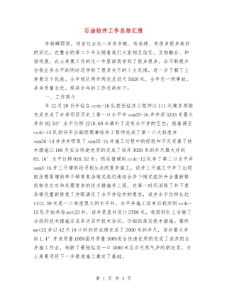 石油钻井工作总结汇报