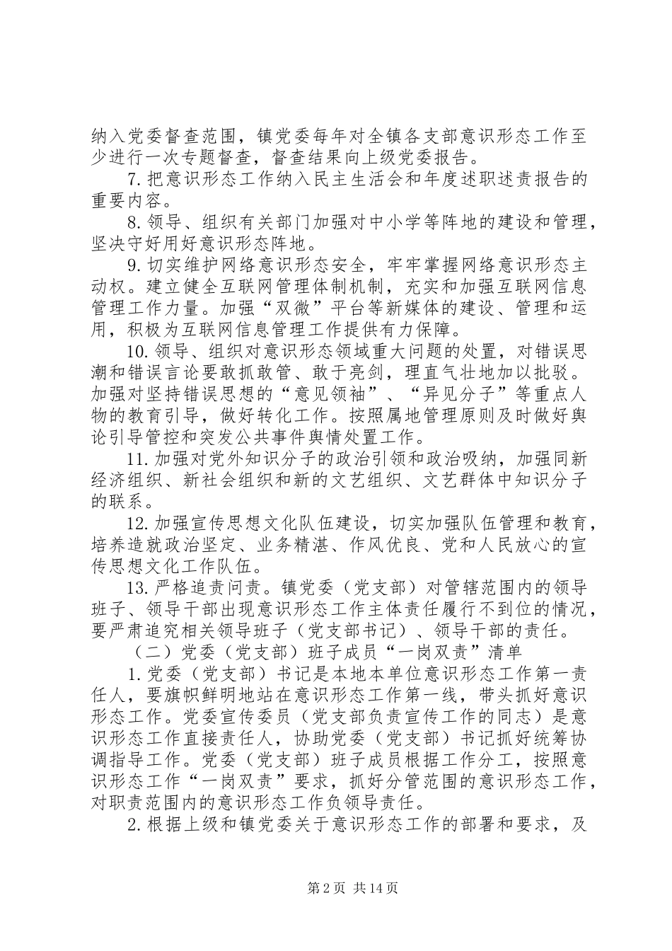 关于实行意识形态工作责任清单规章制度_第2页