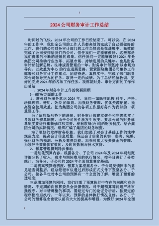 2017公司财务审计工作总结